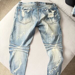 Balmain Men's Distressed Blue Jeans